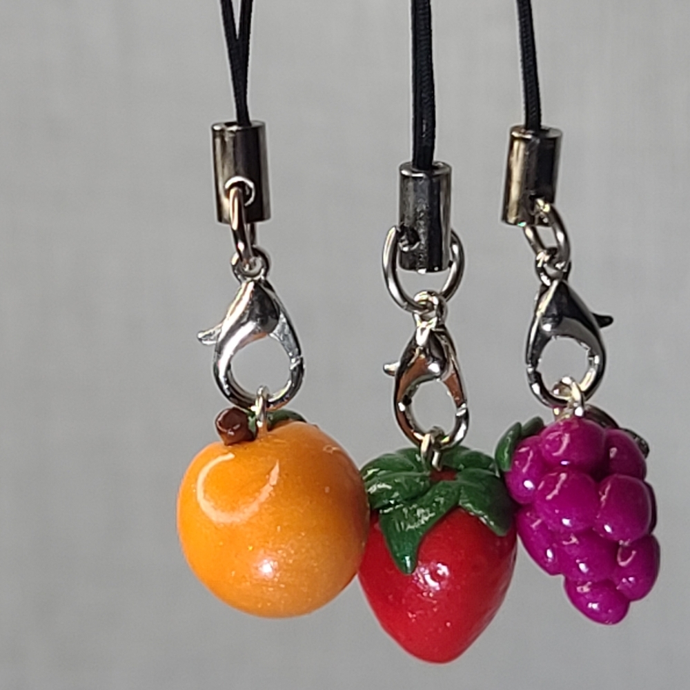 3 for $12 HANDMADE POLYMER CLAY FRUIT CHARMS